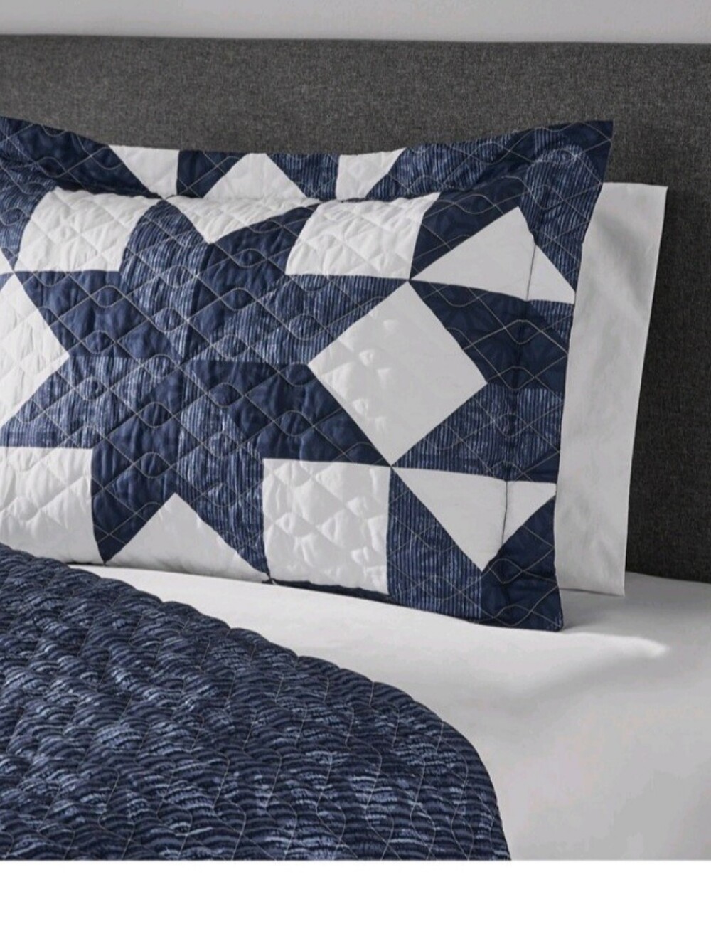 Mainstays Navy and White Quilted Star Pillow Sham